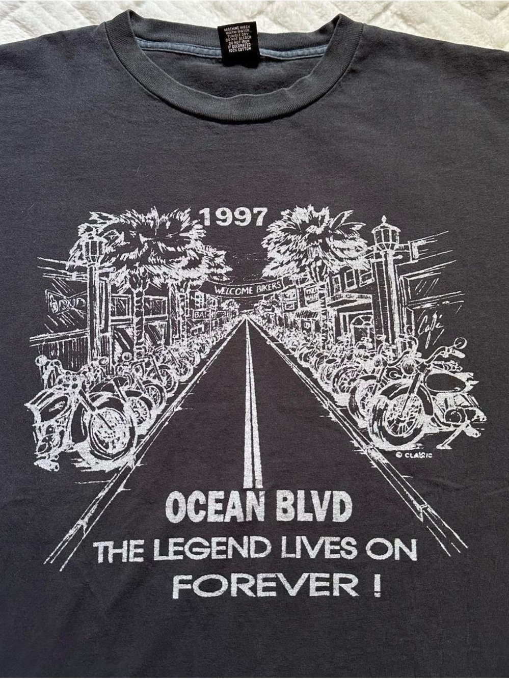 Vintage 1990s Ocean Blvd Bike Week Graphic Tee - Black - Unbranded XL
